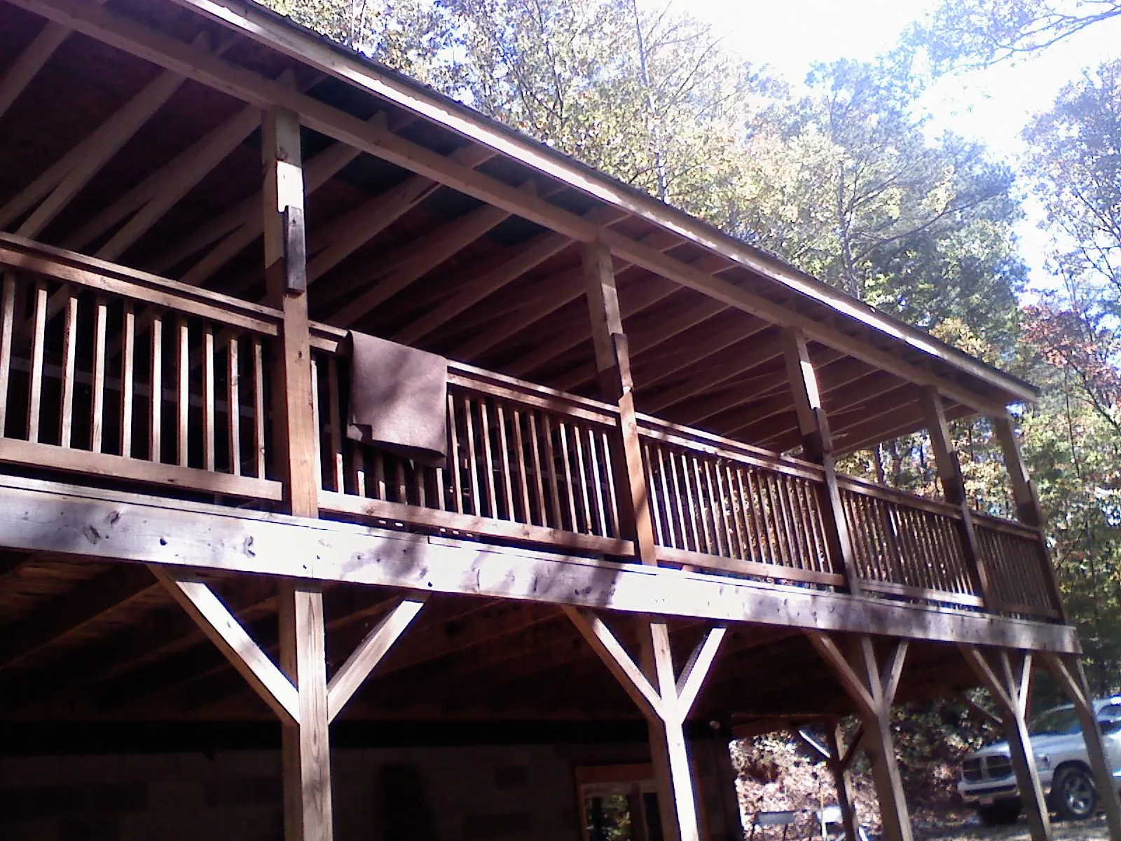 Timber framing under a new elevated porch and deck — Roof Leak Repair in Mount Horeb by Roofing Brothers